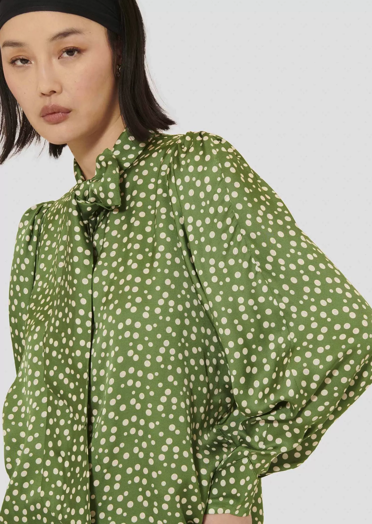 TARA JARMON Chemise Candy verte imprimée à pois< Hauts