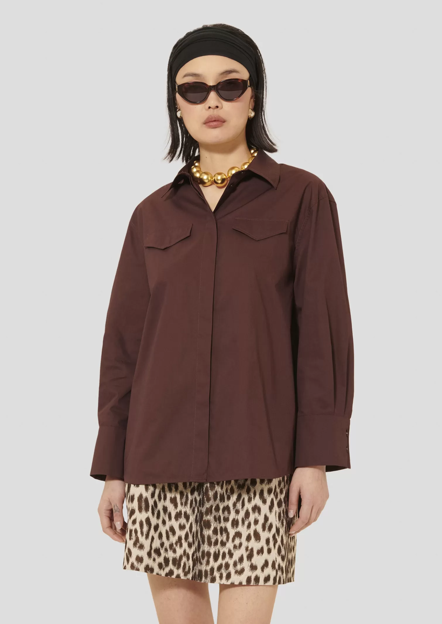 TARA JARMON Chemise Carlotta bordeaux en popeline< Hauts