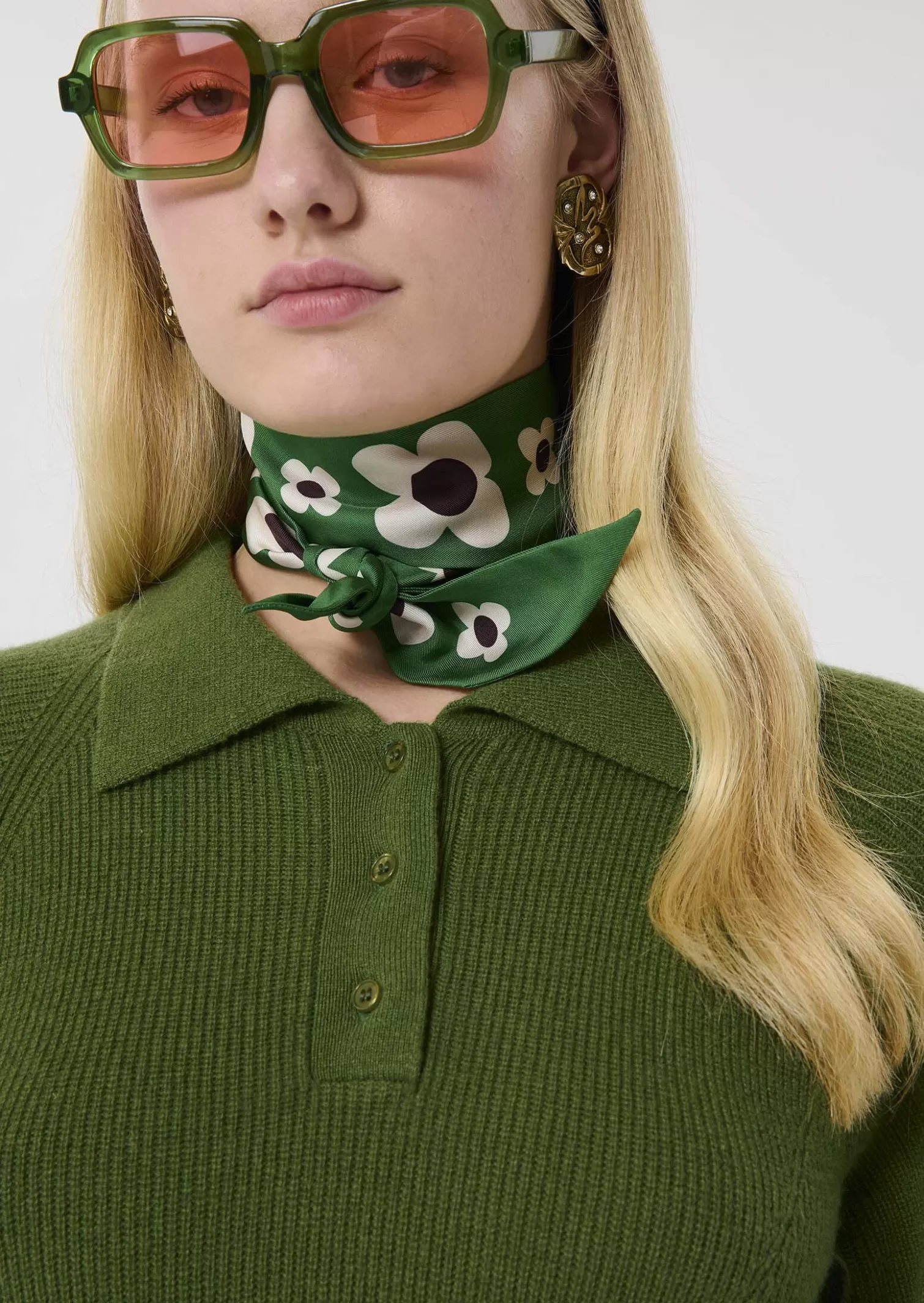 TARA JARMON Foulard Erin vert imprimé fleurs< Accessoires