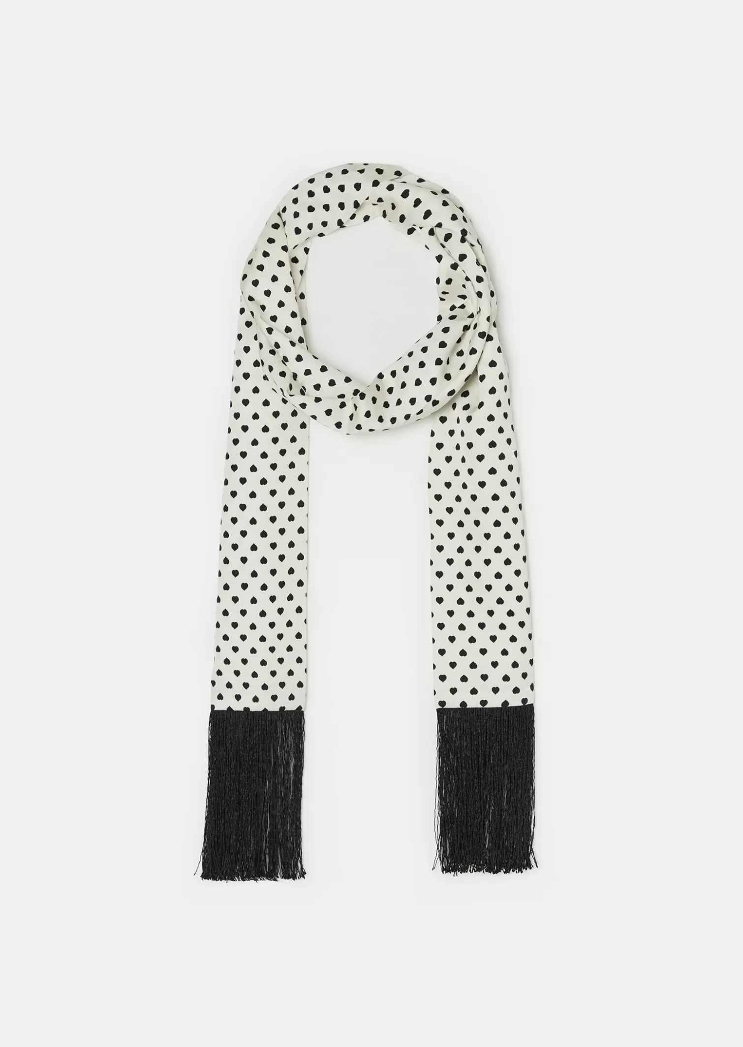 TARA JARMON Foulard Esmee écru imprimé petits coeurs noirs< Accessoires