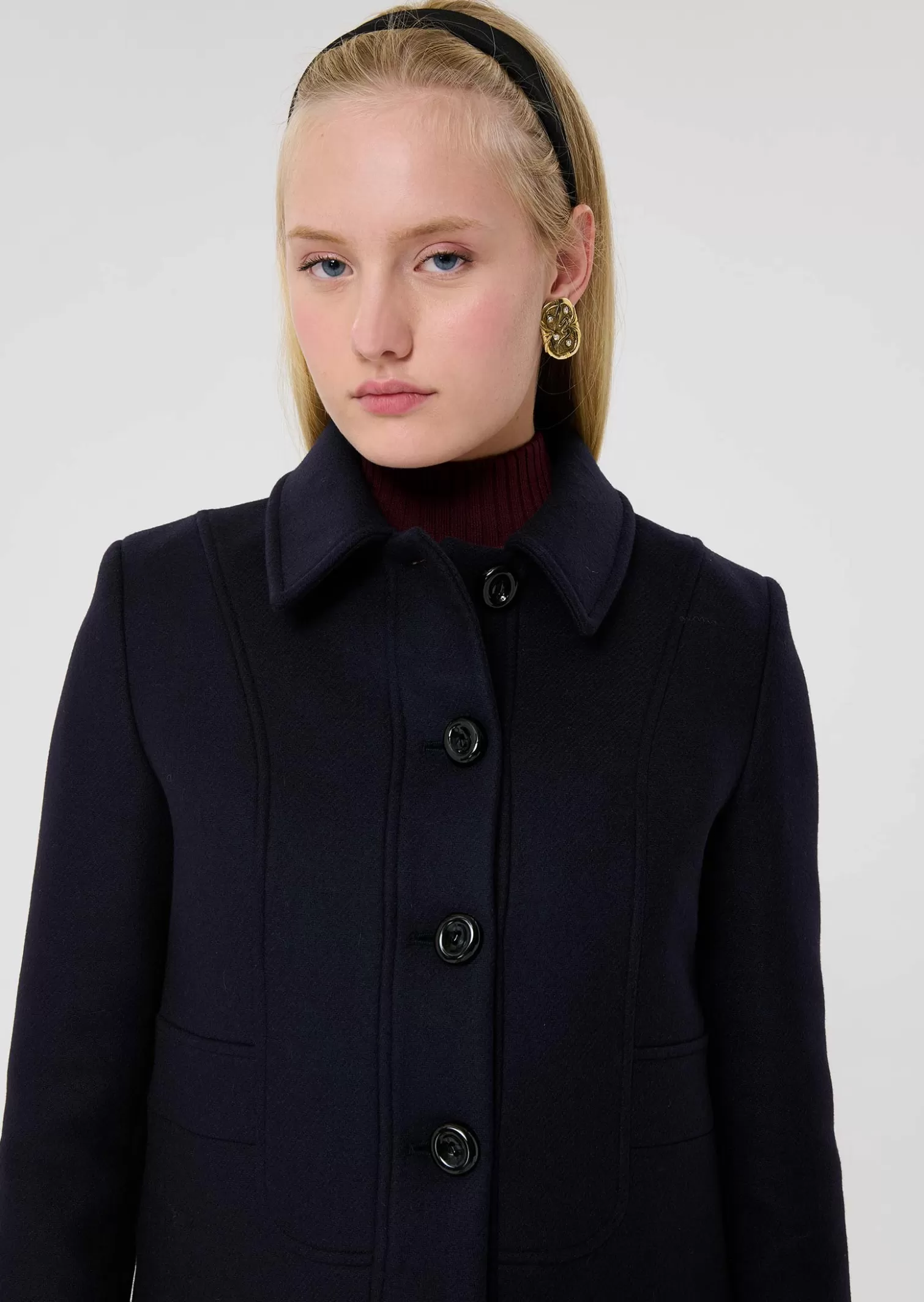 TARA JARMON Manteau Madeline bleu en drap caban< Manteaux & Vestes