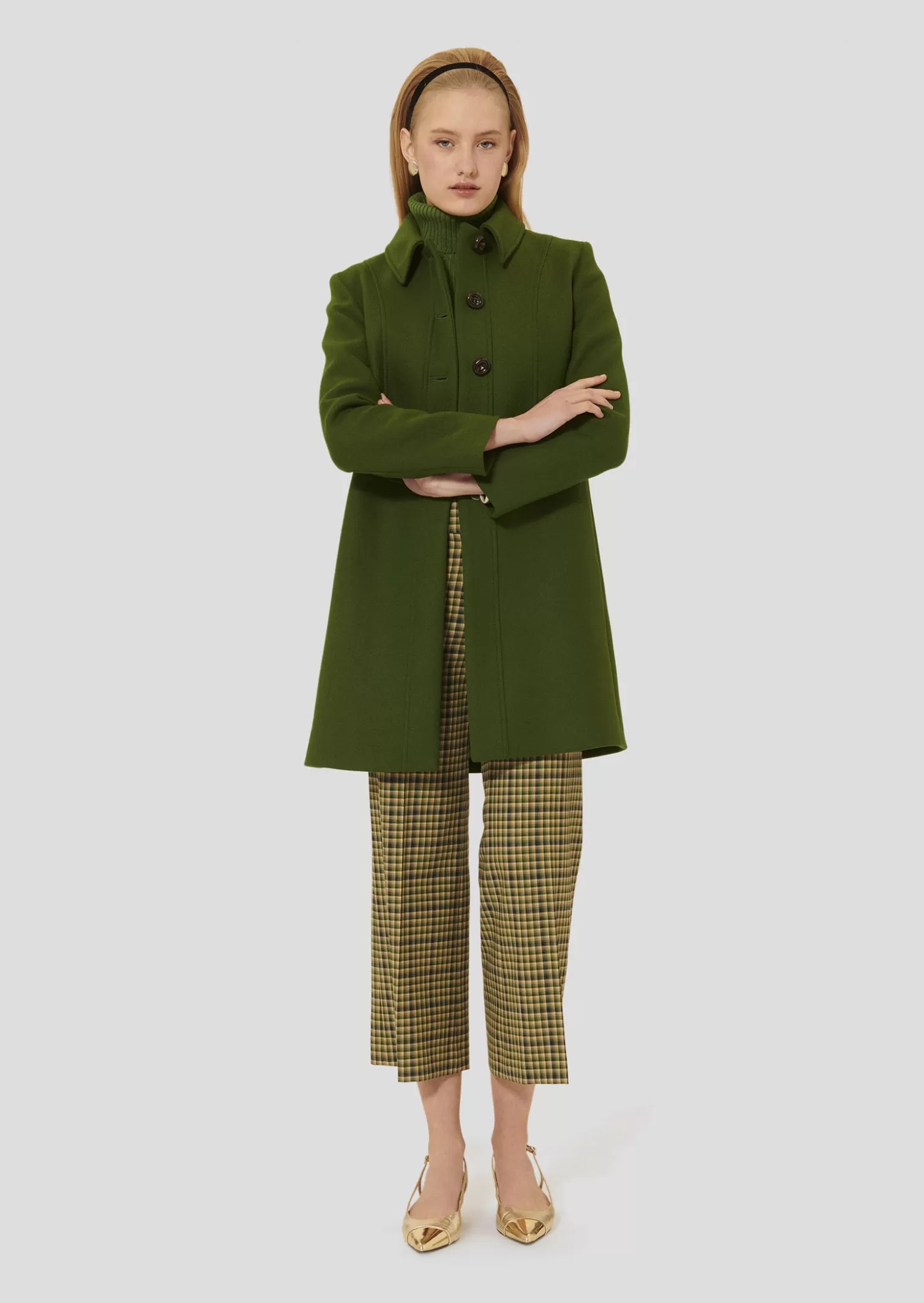 TARA JARMON Manteau Madeline vert en drap caban< Manteaux & Vestes