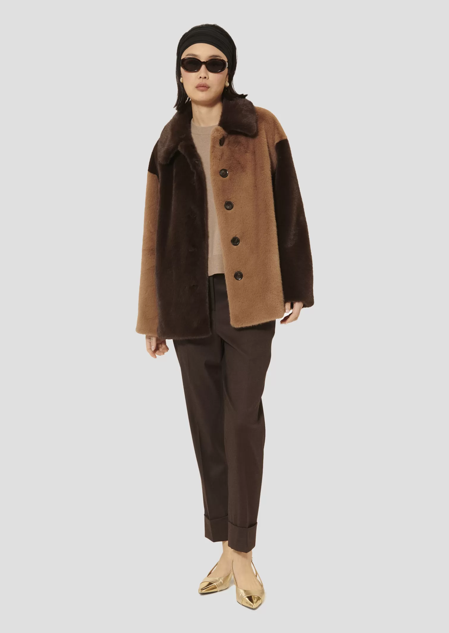 TARA JARMON Manteau Magritte marron en fausse fourrure< Manteaux & Vestes