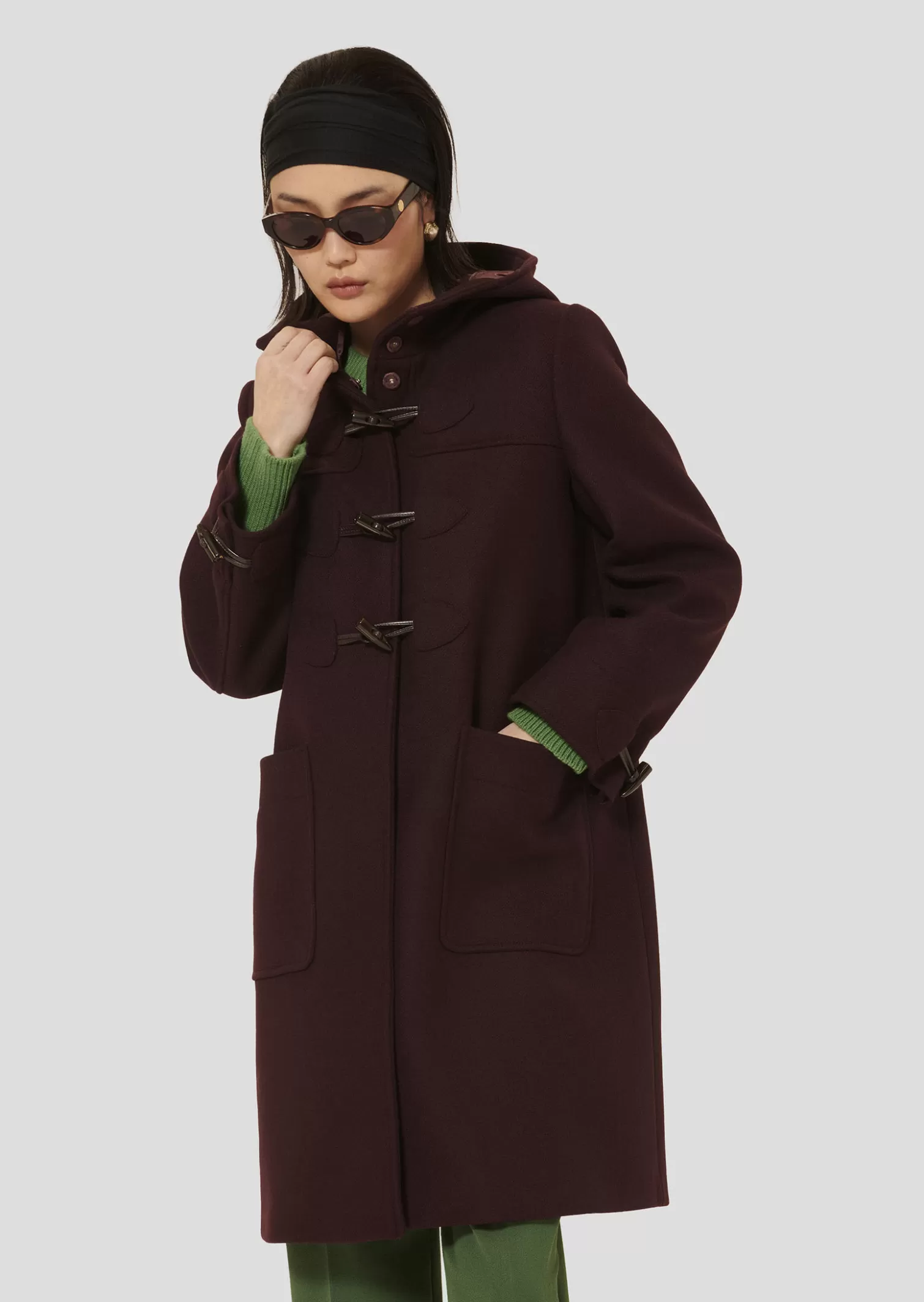 TARA JARMON Manteau Manoela bordeaux en drap caban< Manteaux & Vestes