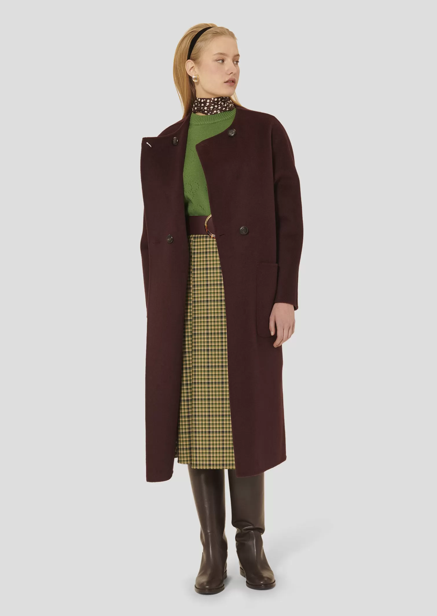 TARA JARMON Manteau Mara bordeaux en laine double face< Manteaux & Vestes