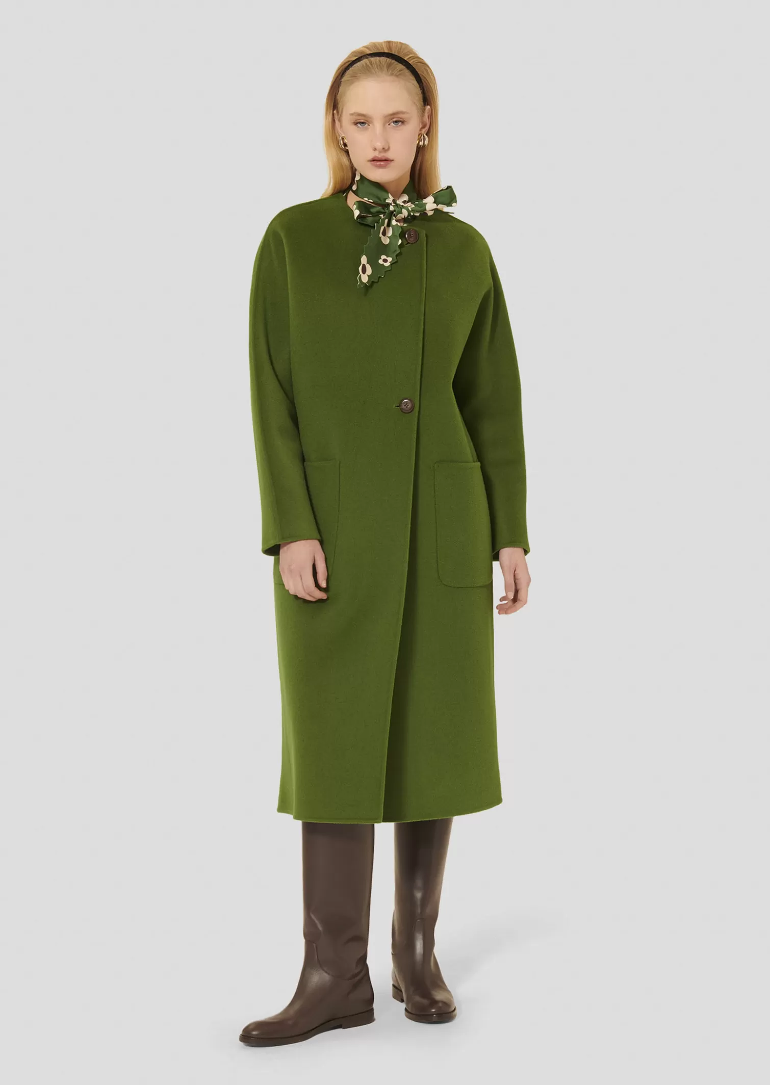 TARA JARMON Manteau Mara vert en laine double face< Manteaux & Vestes