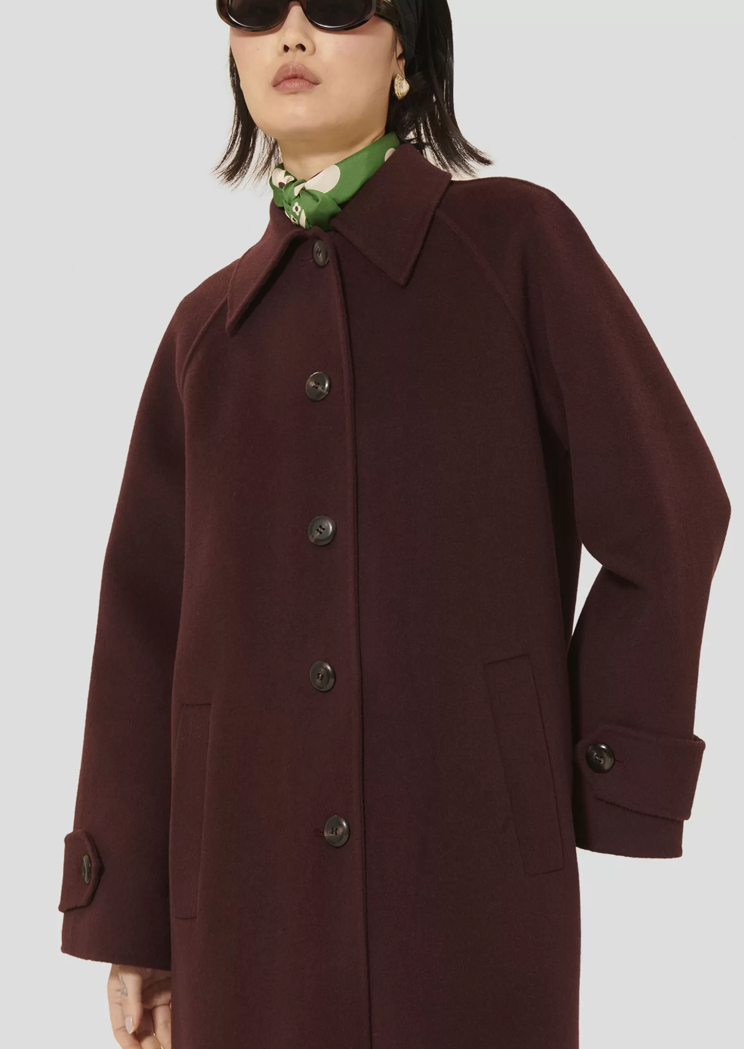 TARA JARMON Manteau Marly bordeaux en laine double face< Manteaux & Vestes