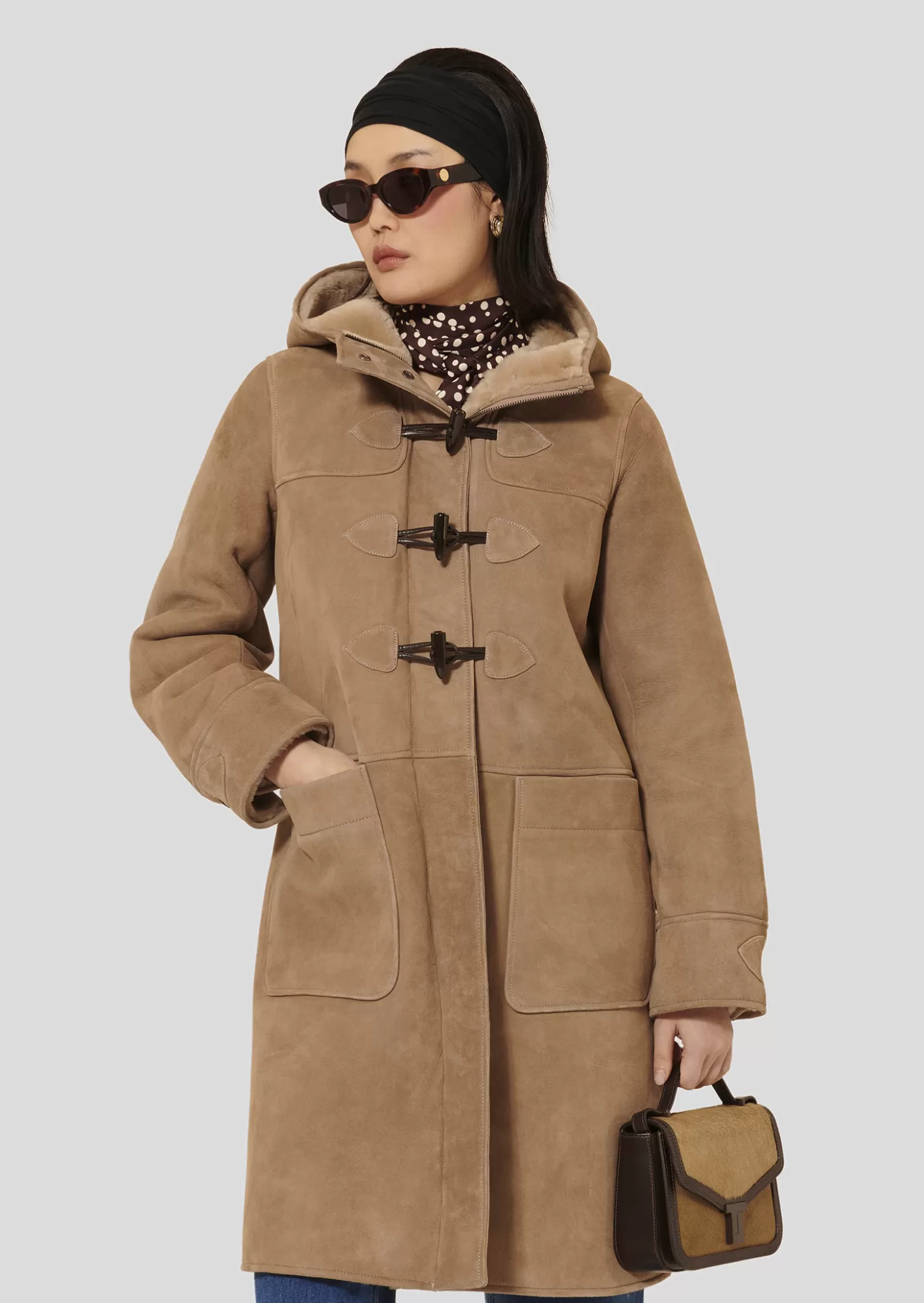 TARA JARMON Manteau Montana marron en peau lainée< Manteaux & Vestes