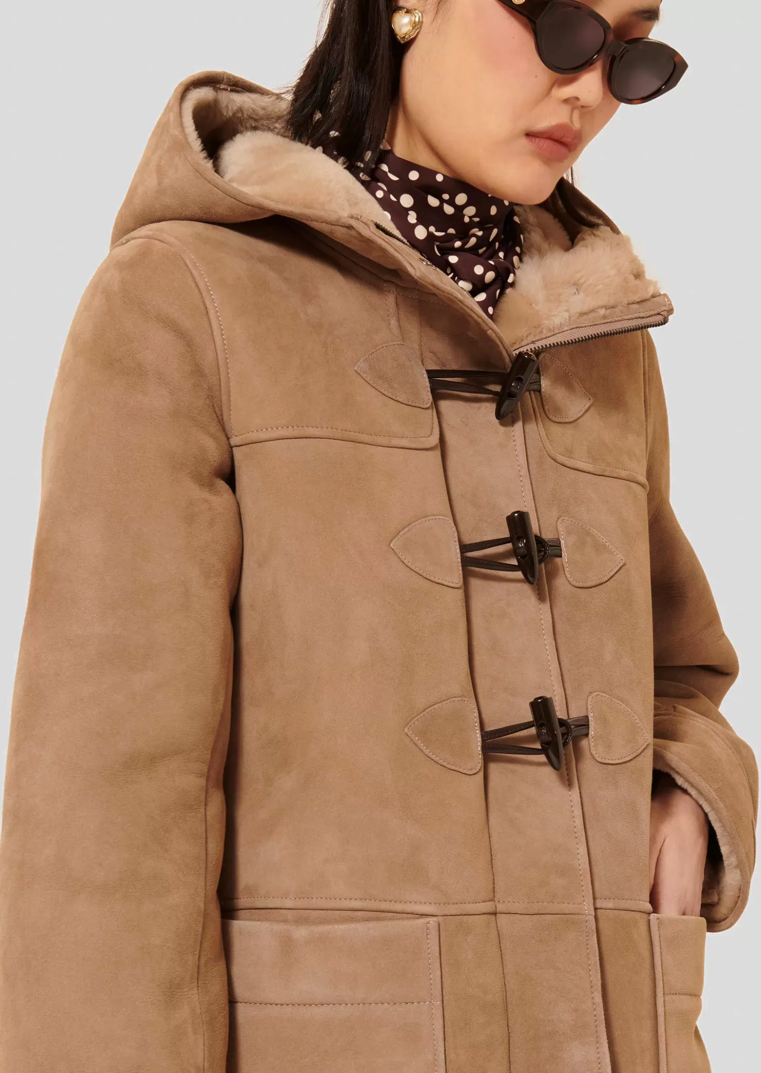 TARA JARMON Manteau Montana marron en peau lainée< Manteaux & Vestes