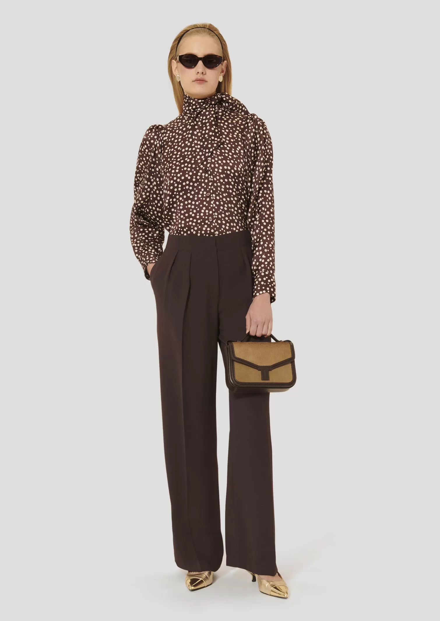 TARA JARMON Pantalon Parigi marron en crêpe< Pantalons & Jeans