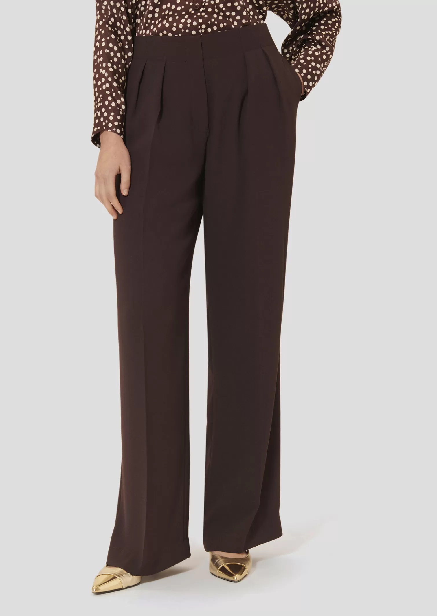 TARA JARMON Pantalon Parigi marron en crêpe< Pantalons & Jeans