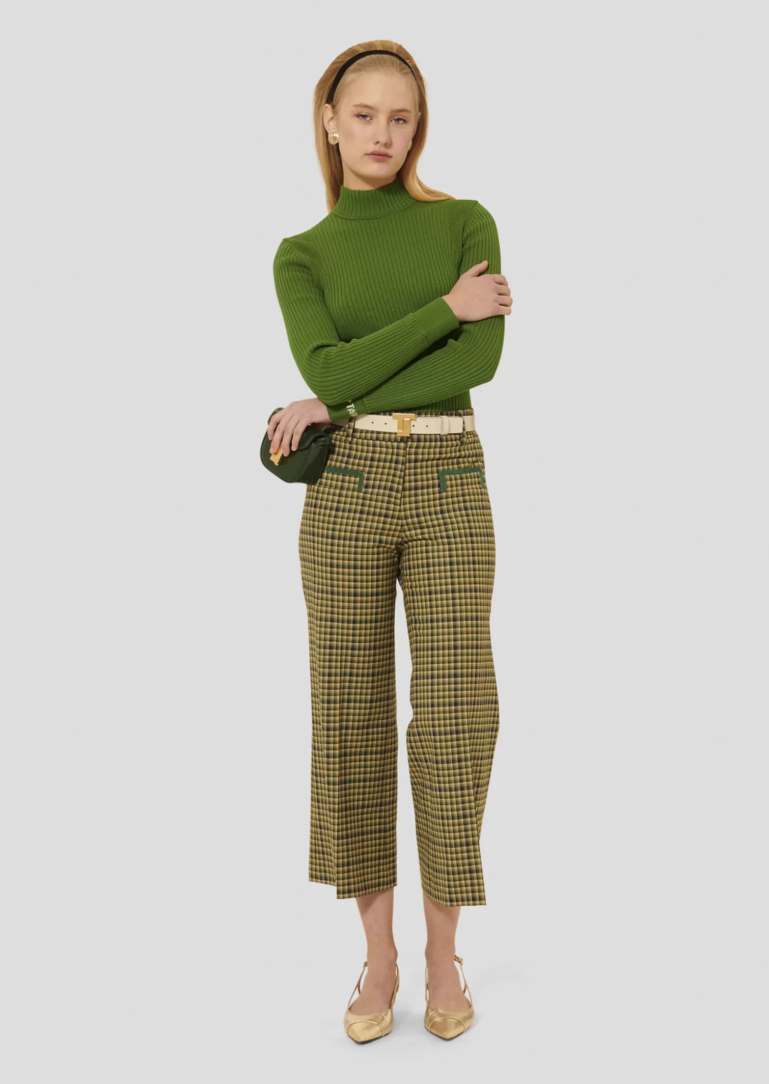 TARA JARMON Pantalon Penelope vert en tartan< Pantalons & Jeans