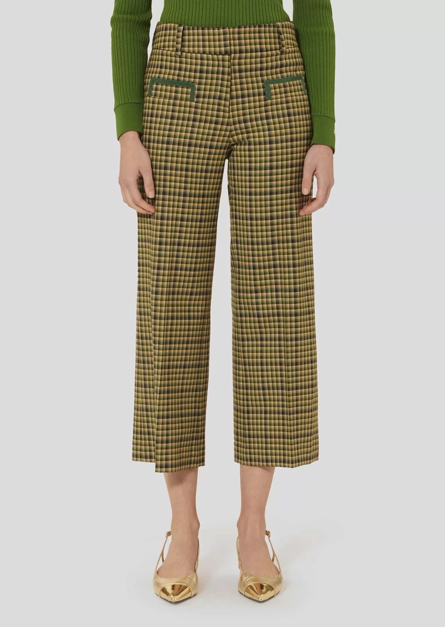 TARA JARMON Pantalon Penelope vert en tartan< Pantalons & Jeans