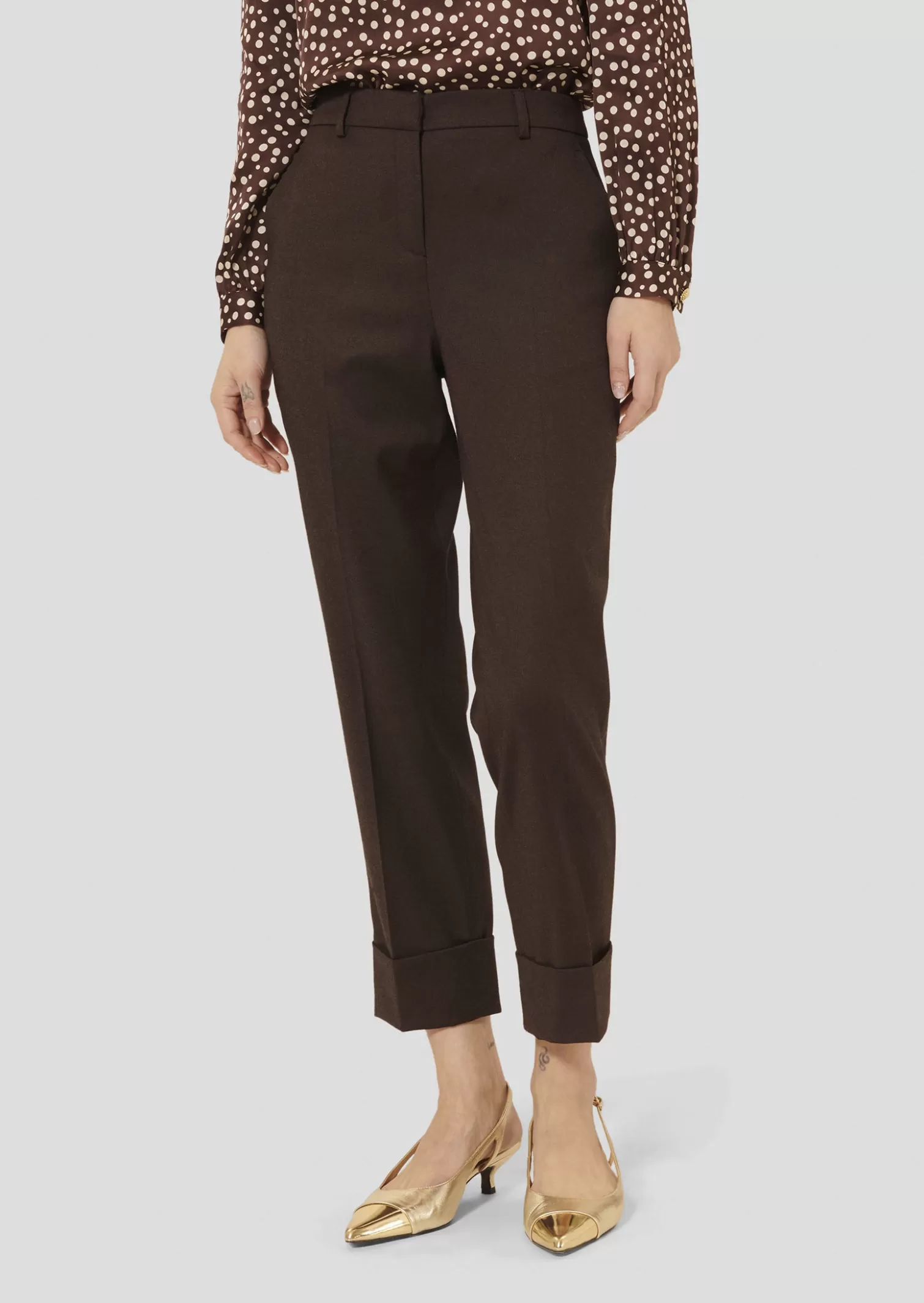 TARA JARMON Pantalon Philippa marron en flanelle< Pantalons & Jeans