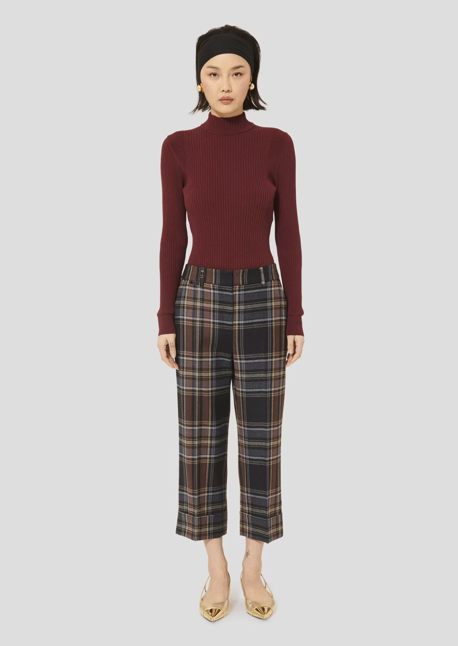 TARA JARMON Pantalon Piper bleu en tartan< Pantalons & Jeans