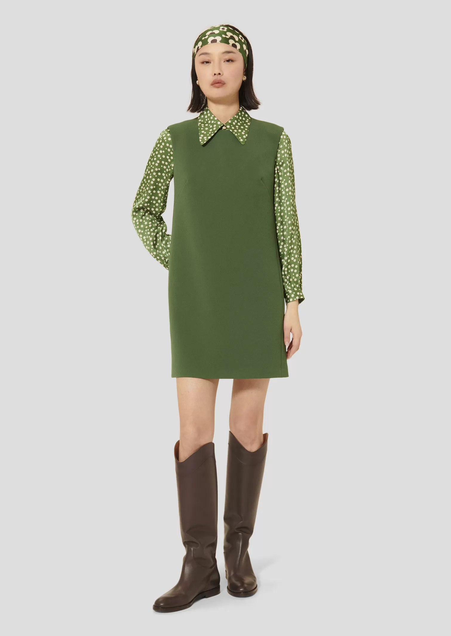 TARA JARMON Robe Rinaldie verte en crêpe< Robes