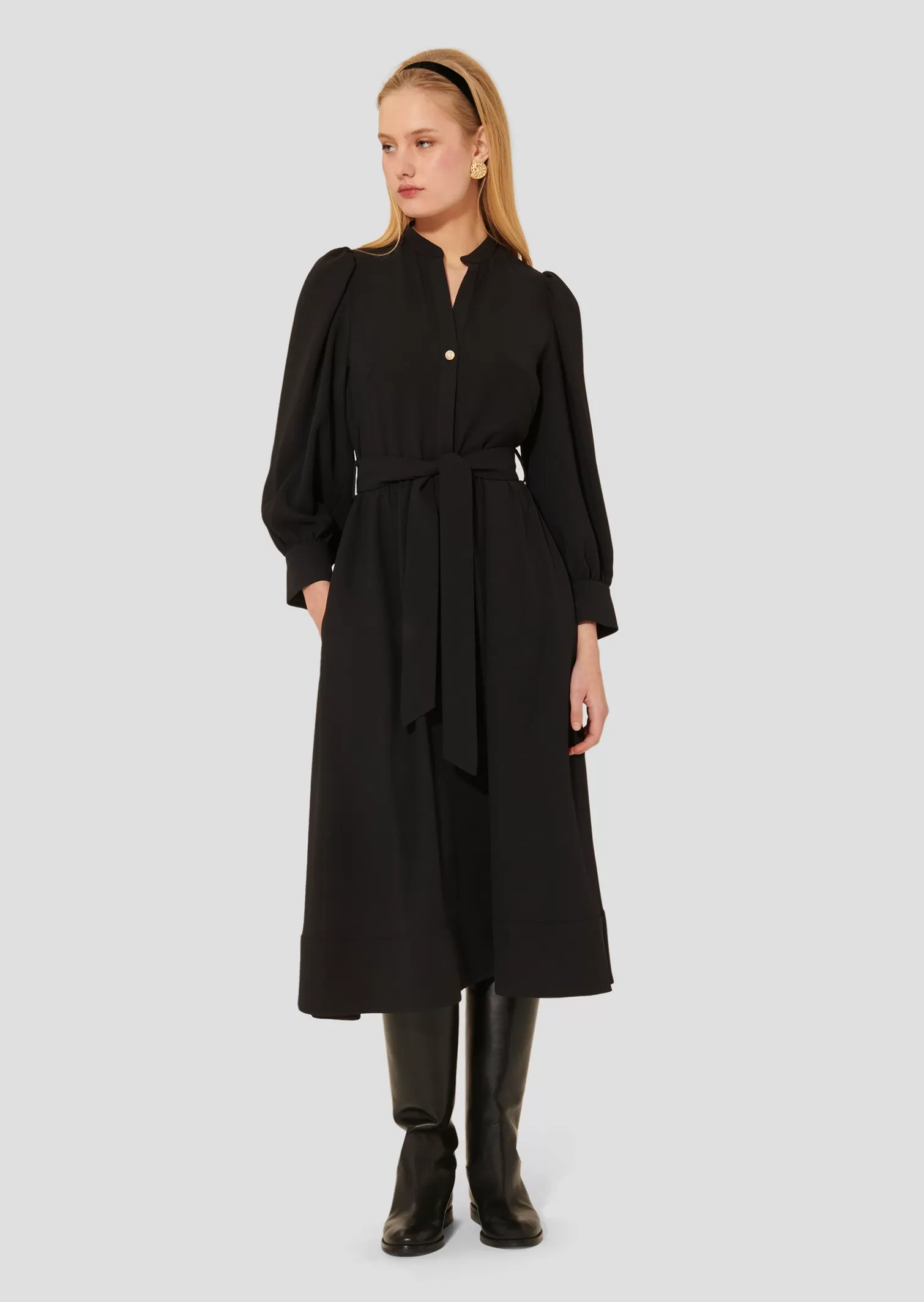 TARA JARMON Robe Rivoltina noire en crêpe< Robes