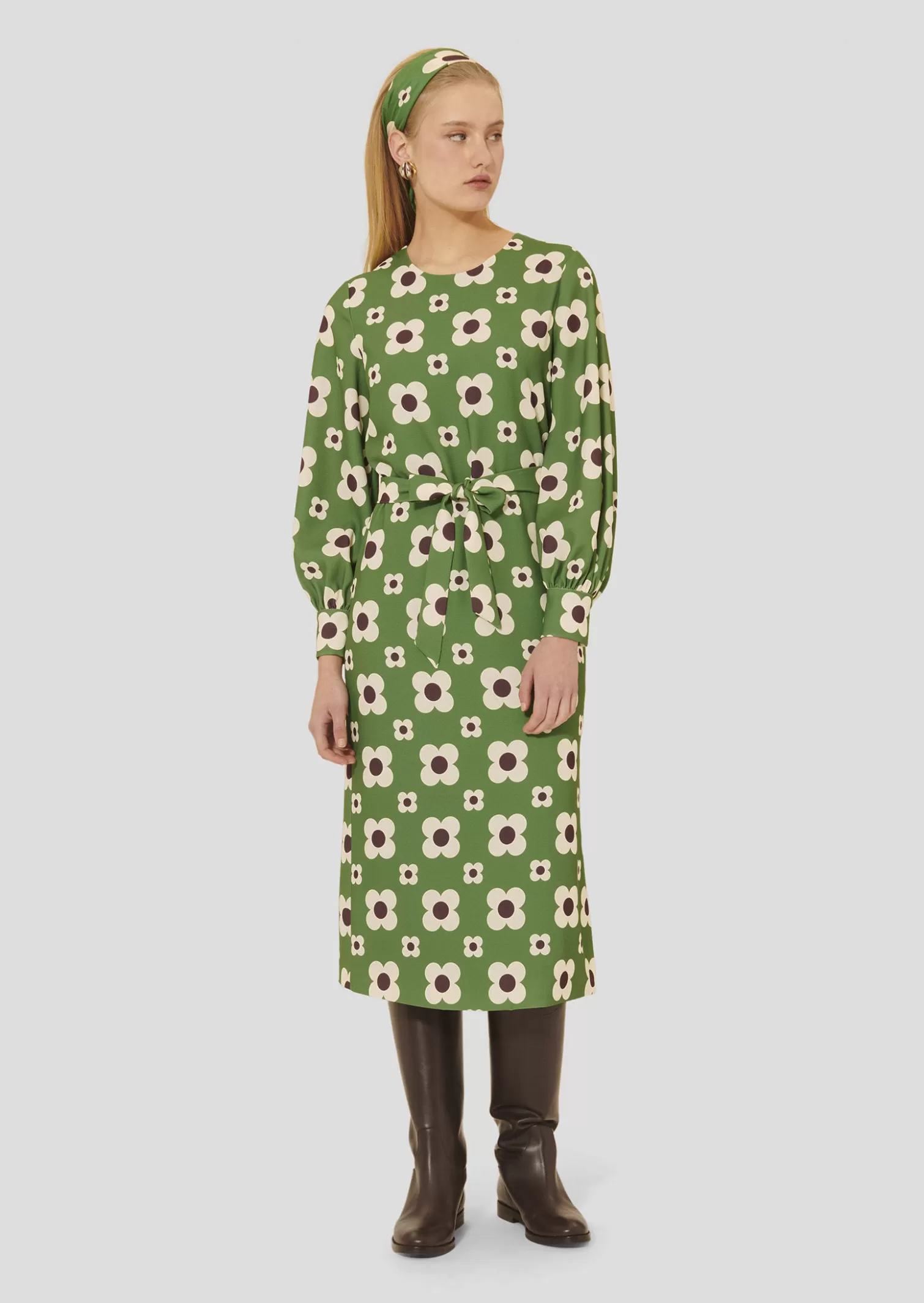 TARA JARMON Robe Rossini verte imprimée fleurs< Robes