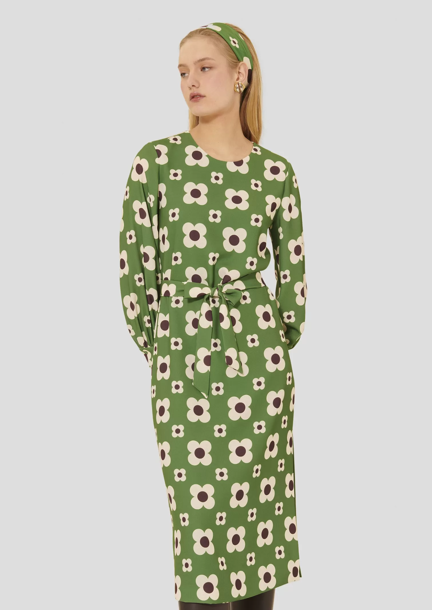 TARA JARMON Robe Rossini verte imprimée fleurs< Robes