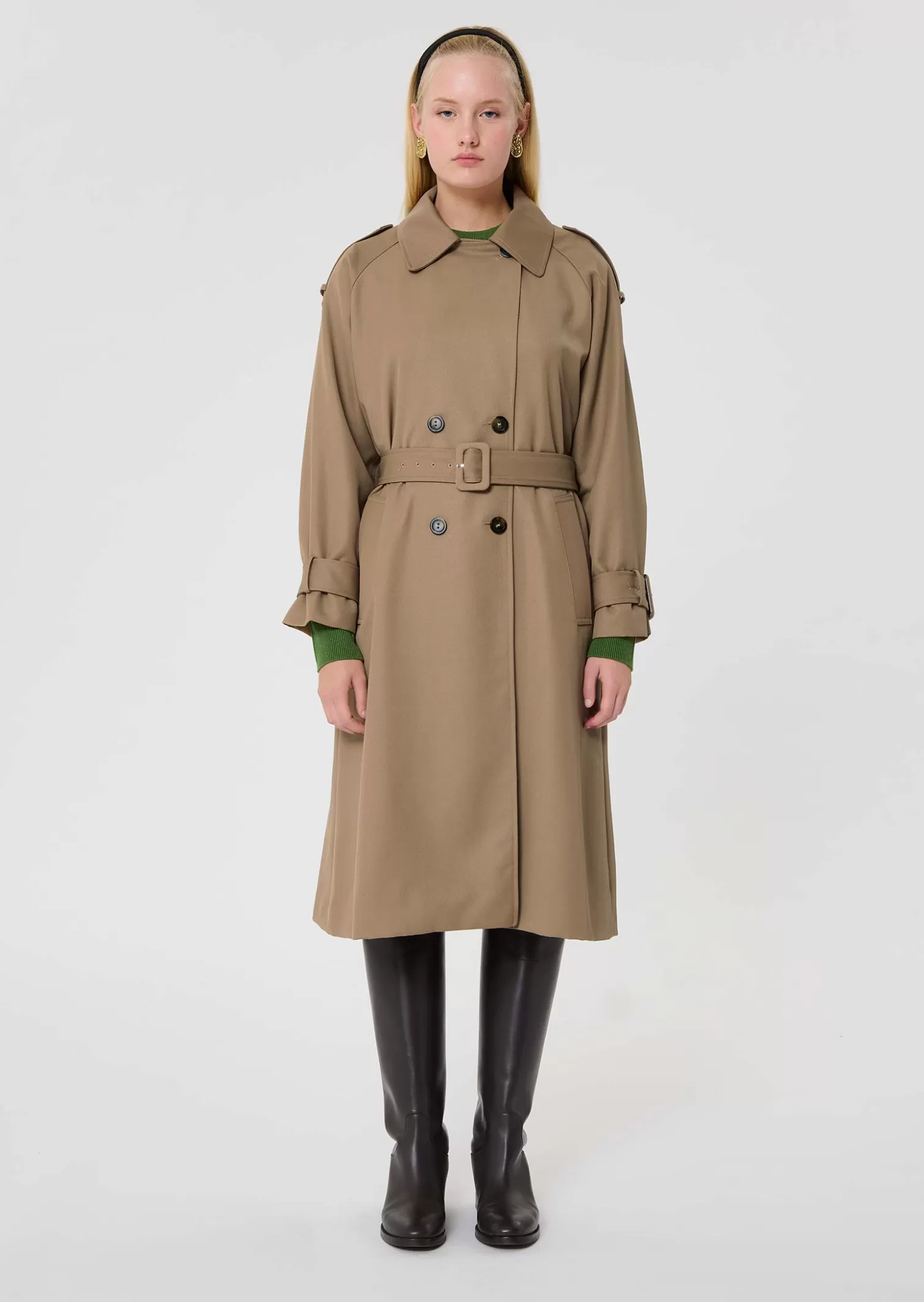 TARA JARMON Trench-coat Ivan beige en laine mélangée< Manteaux & Vestes