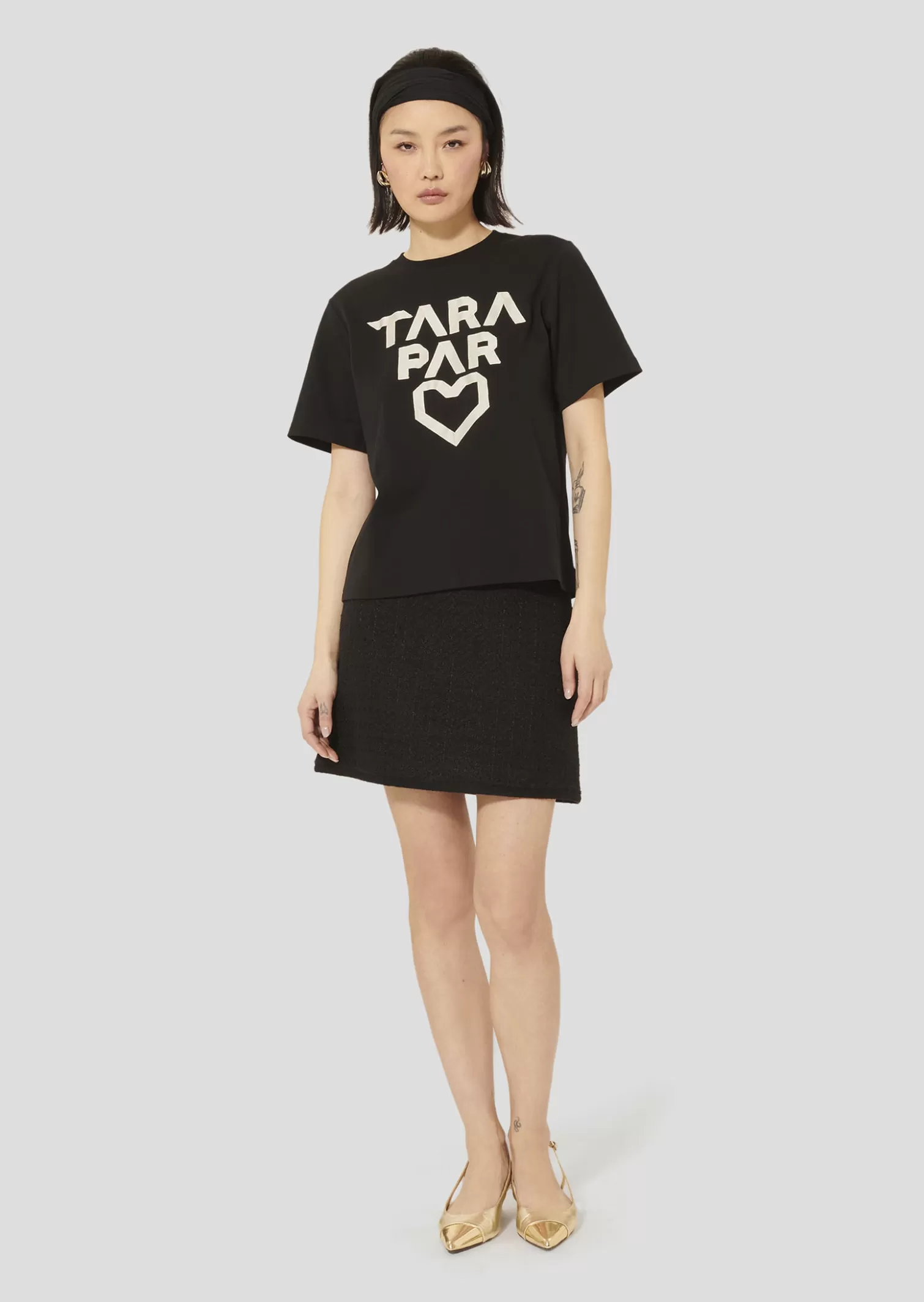 TARA JARMON T-shirt Trefle en coton double face< Hauts