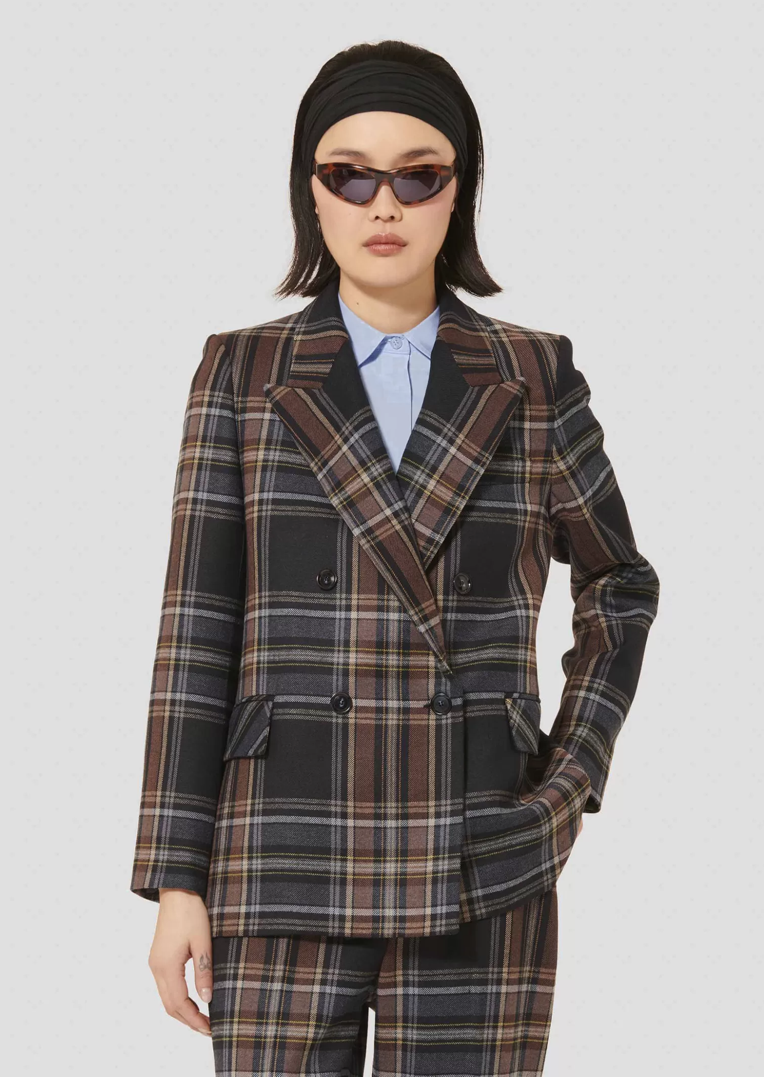 TARA JARMON Veste Valson bleu en tartan< Manteaux & Vestes