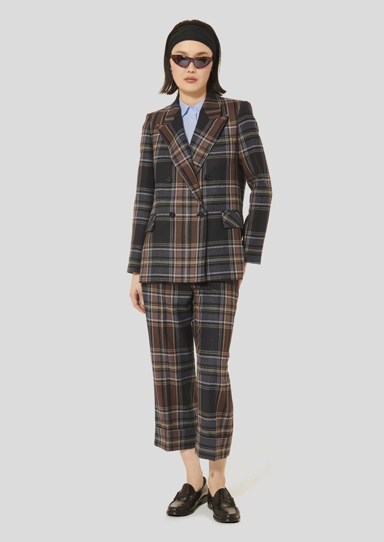 TARA JARMON Veste Valson bleu en tartan< Manteaux & Vestes